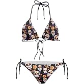 JEOCODY Women's High Waist Halter Bikini Set Two Piece Swimsuits Triangle Bikini Sets
