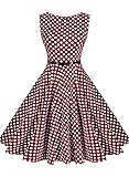Miusol® Women's Retro Polka Dot Sleeveless With Belt Casual Bridesmaid Dress