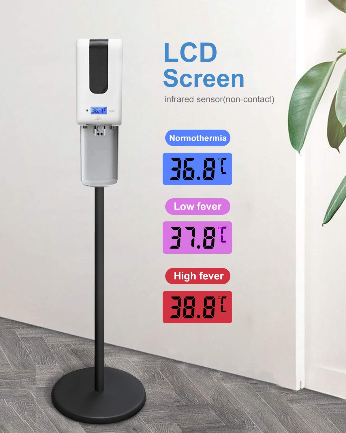 Yidax Automatic Hand Sanitizer Dispenser with Thermometer on Stand, Touchless Sanitizing Station with Temperature Measurement, Perfect for Home, Office, School and Commercial Industrial Public Areas: Home & Kitchen