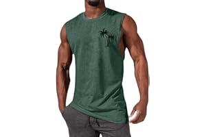 Fxbar Mens Athletic Tank Tops Coconut Print Sleeveless Crew Neck Tshirts for Men Summer Leisure Fitness Vest Gym