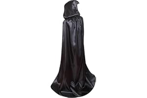 BIGXIAN Extra Long Hooded Satin Cloak, Halloween Christmas Fancy Cape