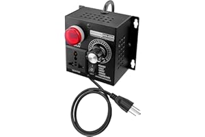PNYZIK AC Variable Fan Speed Controller Fit for Fan Electric Motor Router Rheostat, 120-220V 15A 4000W Max SCR Voltage Regulator, Black