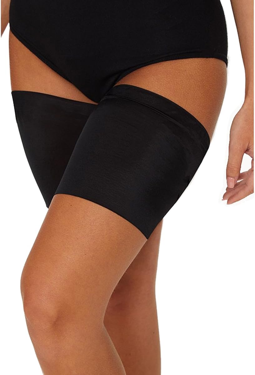 Glamza Black Pair Anti Chafing Thigh Bands Elastic Non Slip Leg Comfort Running Sports Amazon Co Uk Beauty