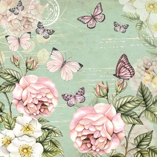 3-Ply Printed Paper, Tissue Napkins - Botanical Green, Pack of 20