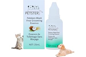 Petsters Wash-Free Grooming Essence for Dogs & Cats – Natural Coconut, Oat & Plant Extracts | No-Rinse Coat Cleaner | Use wit