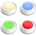 HONWELL Color Changing Puck & Stick Lights for Closets, Multi Colored Fairy Dimmable Tap Lights - Wireless Battery Powered LED Classroom Noise Level - 4Pack