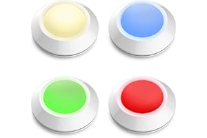 HONWELL Push Light, Color Changing Puck Lights, Stick Lights for Closets, Multi Colored Fairy Light, Dimmable Tap Light, Wireless Battery Powered LED Classroom Noise Level Lights-4Pack