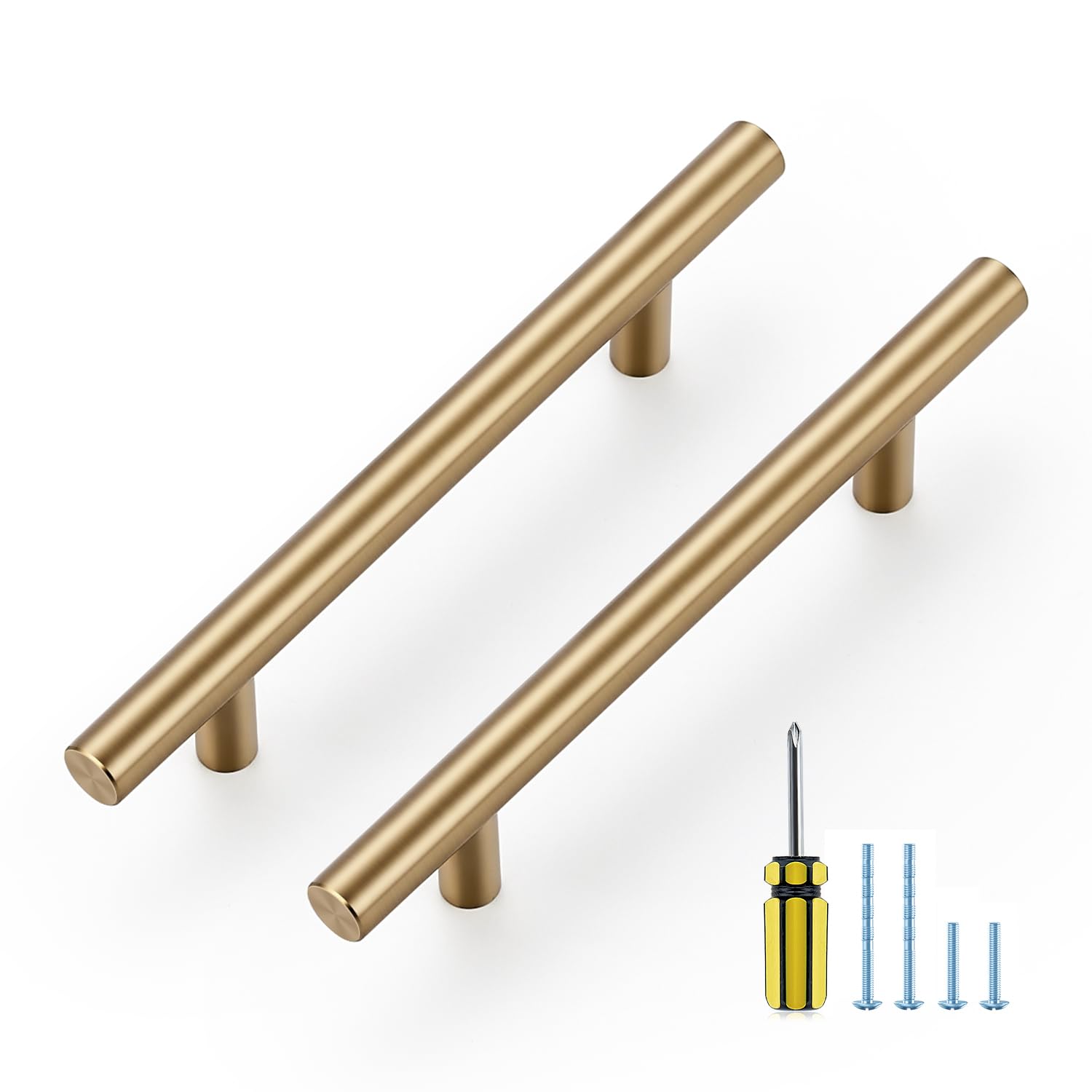 Photo 1 of Ravinte 10 Pack Kitchen Cabinet Handles Champagne Bronze 4 Inch Hole Center Stainless Steel Pulls for Dresser Drawer Cupboard Handles with Screwdriver, 6-3/8 Inch Length