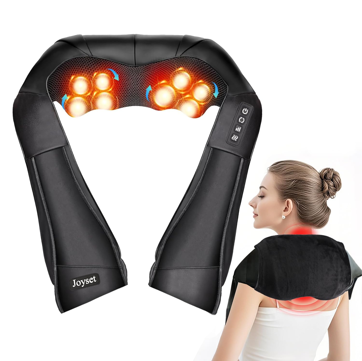 Photo 1 of Joyset Shiatsu Neck and Back Massager with Heat,Electric Shoulder Massager for Pain Relief Deep Tissue,3D Kneading Massage with Cloth Cover Easy to Clean Best Gift for Men Women Parents