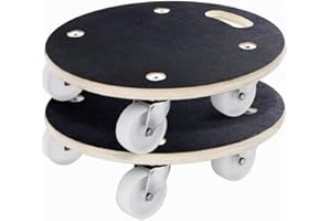 HBFBDRCT 15-Inch Round Wood Platform Dolly with PP smooth 3" Wheel, 551-lb Load Capacity Heavy Duty Wood Furniture Dolly, Multifunctional Movers Carrier,Plant Dolly, Two Pack