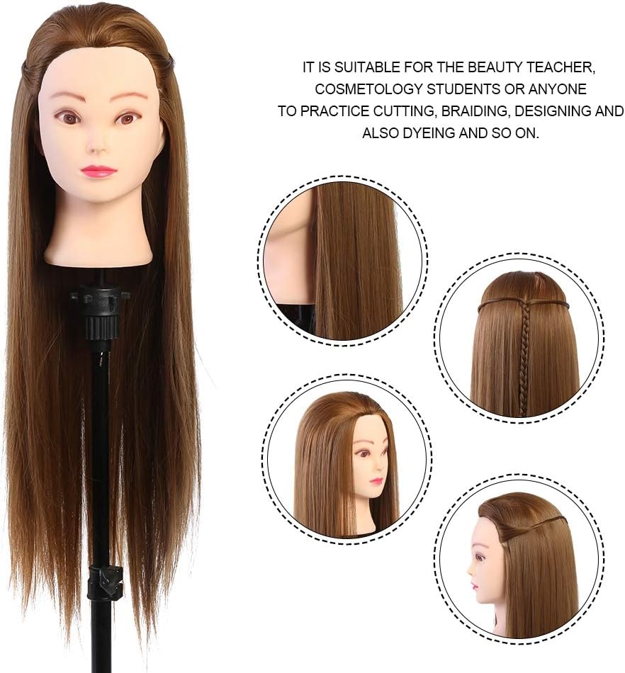 Washable Heat-Resistent Mannequin Head, Human Hair Styling Training Head, for Hair-Styling Beauty Teacher Hair Stylists Hair Salons - Image 3
