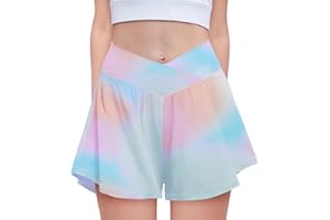 Zaclotre Girls Flowy Shorts with Spandex Liner V Crossover 2 in 1 Athletic Running Shorts with Pockets Kids Butterfly Skorts