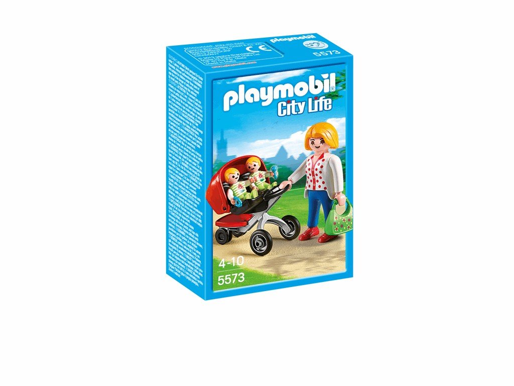 Playmobil 5573 City Life Mother with Twin Stroller, Fun Imaginative Role-Play, PlaySets Suitable for Children Ages 4+