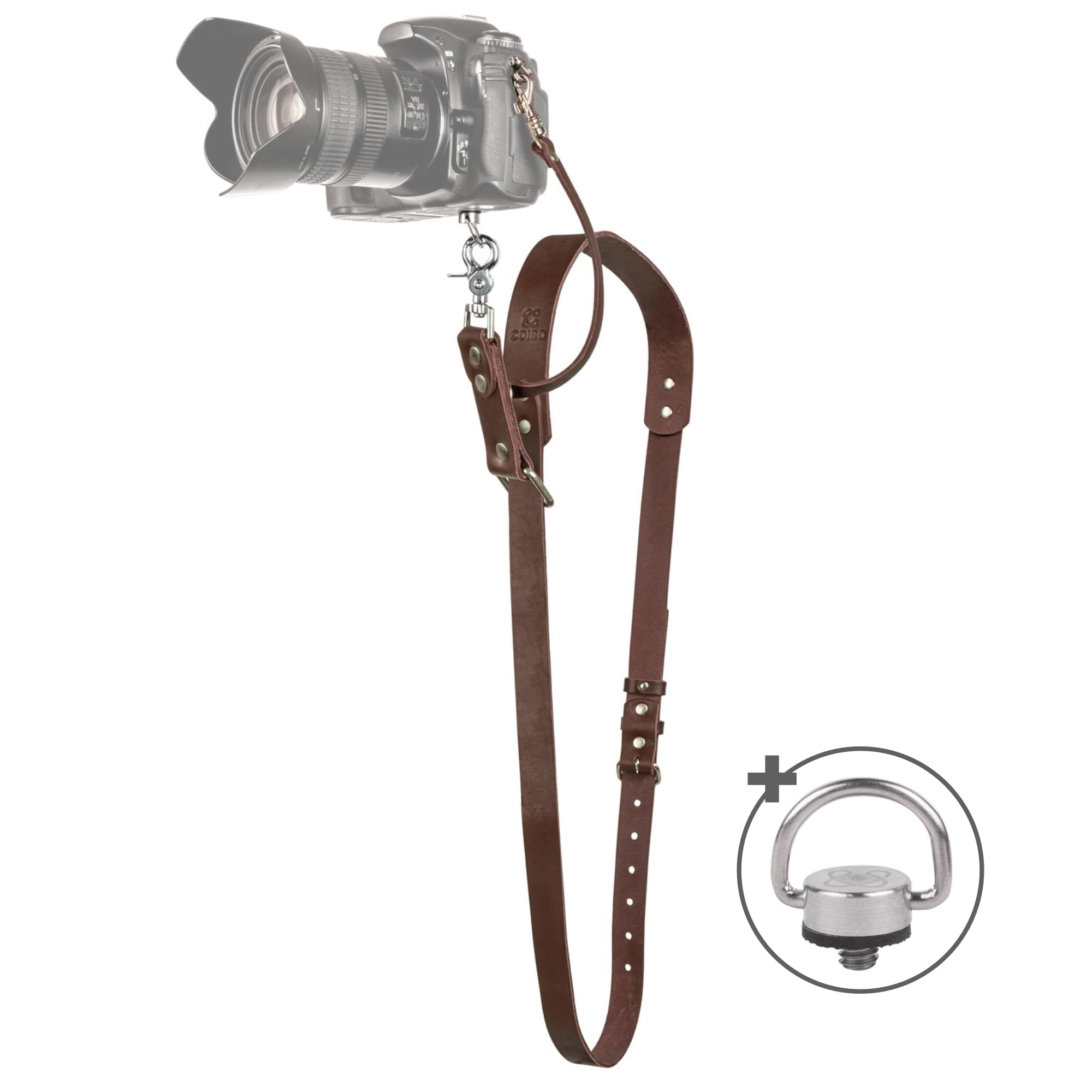 Leather Camera Strap for One Camera - Professional Single Leather Harness Shoulder Strap Quick Release Gear DSLR/SLR, Brown — image 1