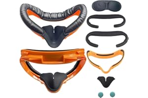 XDQDFDC Vr Face Pad Replacement for vr Oculus Quest 2 Accessories Fitness Facial Interface Bracket with Comfortable Leather Foam Face Pad Replacement, Lens Cover, Nose Pad, Thumb Stick Caps(orange)