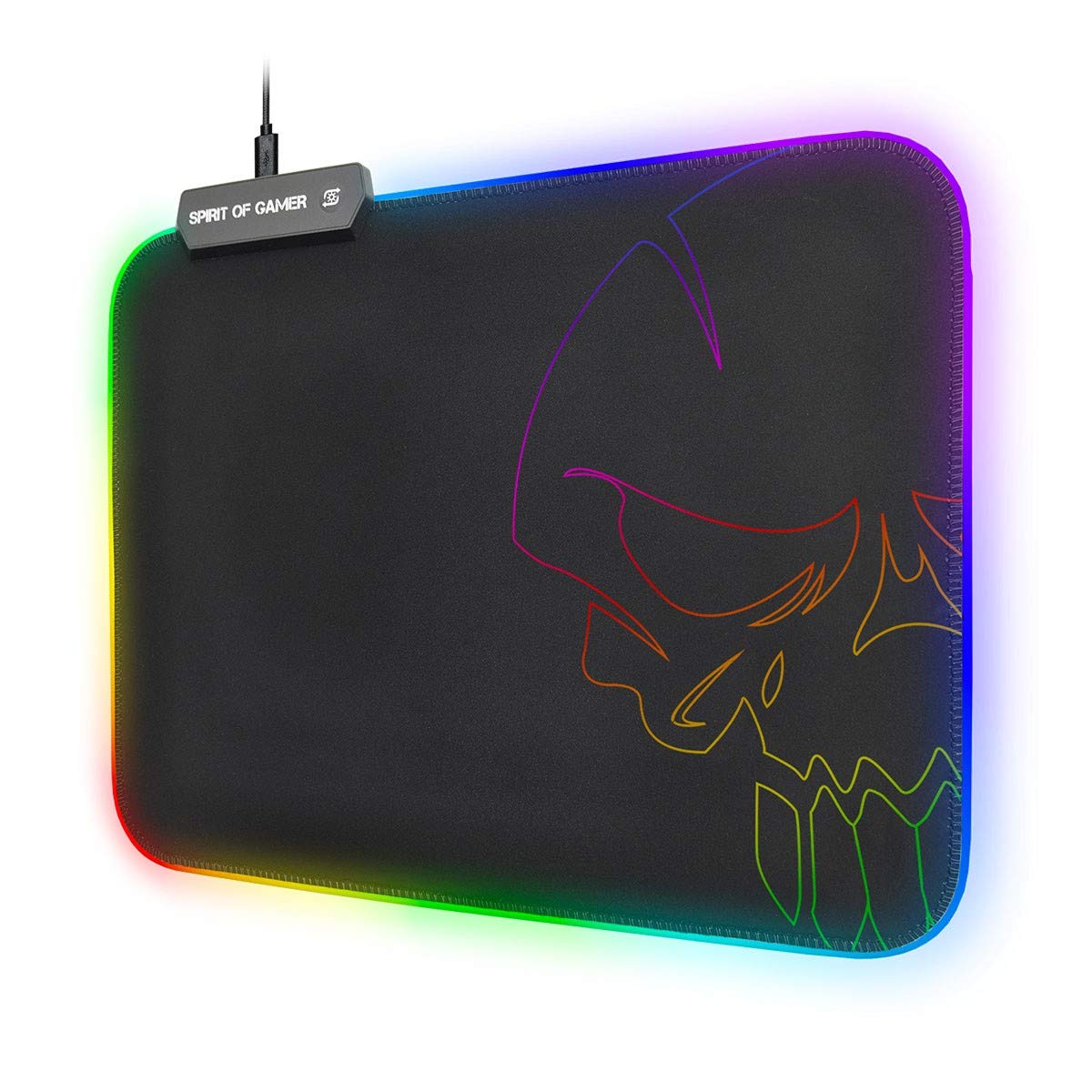 SPIRIT OF GAMER – Gaming MOUSE PADS RGB MEDIUM - LED Backlight Illuminated 10 Modes + RGB Colors - Non Slip Base - Optical Mouse/Laser Compatibility - Dim: 35 x 25.5 x 0.3 cm - PS4 / XBOX ONE/PC