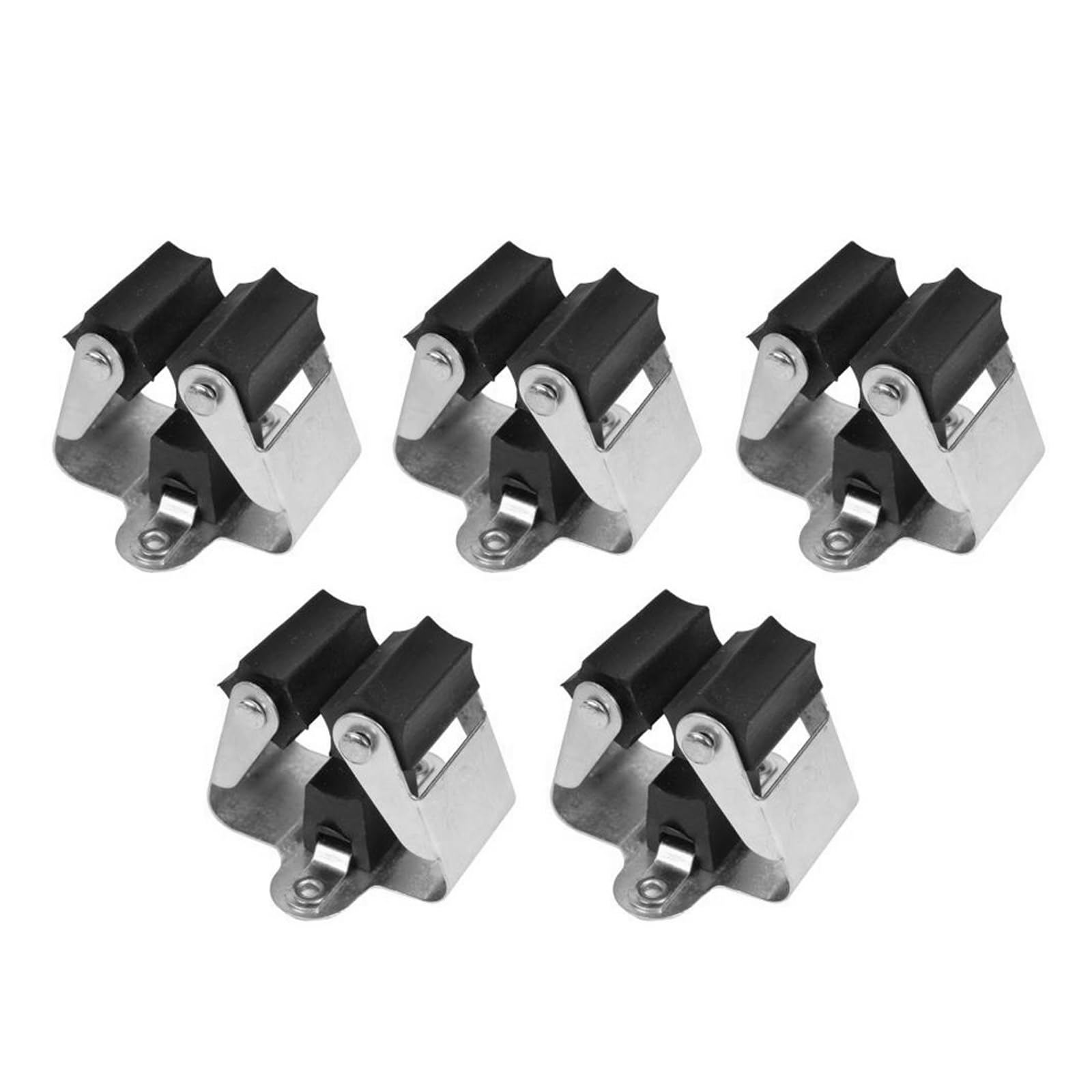 Qianxihu 5Pcs Black Non-Slip Broom & Mop Holder, Spring Steel & TPR, Wall Mounted, Kitchen & Laundry Room Organizer