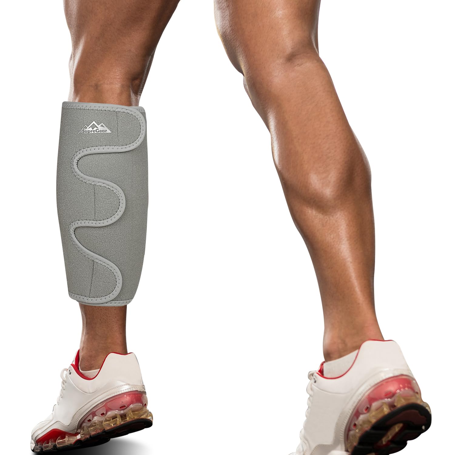 supregear Calf Support Brace, Adjustable Shin Compression Sleeve, Comfortable Calf Splint Wrap for Muscle Swelling Pain Relief Injury Recovery Hiking Training for Men and Women, Grey