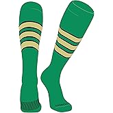 PEAR SOX Striped OTC Baseball, Softball, Football Socks (C) Kelly Green, Black, Vegas Gold