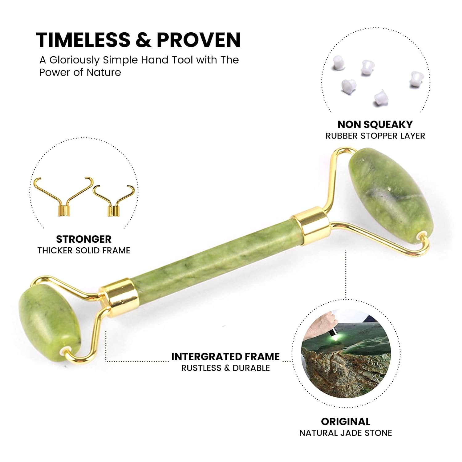 Jade Roller for Face & Gua Sha Facial Tools Skin Roller Massager Tool GuaSha Tool for Face Board Natural Jade Stone: Beauty