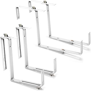 com-four® 4X Blumenkastenhalter für Brüstungen und Balkon-Geländer - Blumenkasten Halterung universal passend und verstellbar - kein Bohren notwendig (4 Stück - weiß)