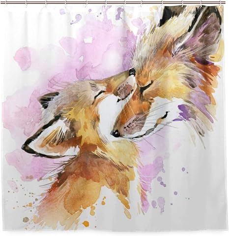 Amazon Nikivivi 防水シャワーカーテン フォックス水彩イラスト母の日カード 浴室 目隠し 間仕切り取付簡単 カーテンリング付属 おしゃれ バスカーテン 180ｘ180cm シャワーカーテン ホーム キッチン オンライン通販