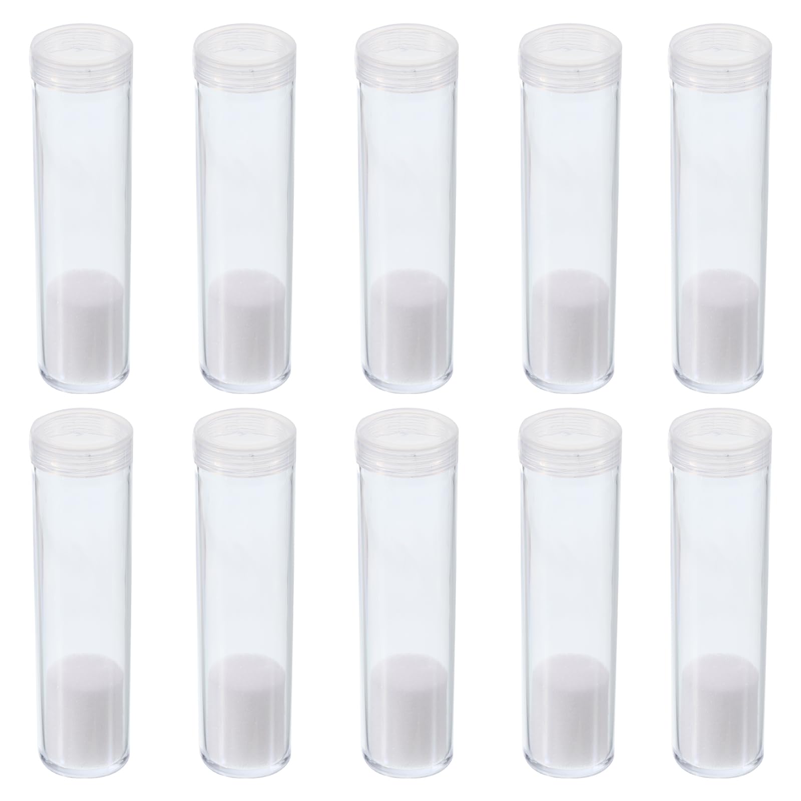 PATIKIL Round Coin Tubes, 20 Pack Coin Storage Tubes with Screw Lid Plastic Coin Holders Containers Fit 20mm Coins for Collection Supplies, Clear