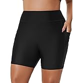 Tournesol Women's Plus Size Swim Shorts High Waisted Swimsuit Bottoms Tankini Boy Shorts Bathing Suit with Pocket