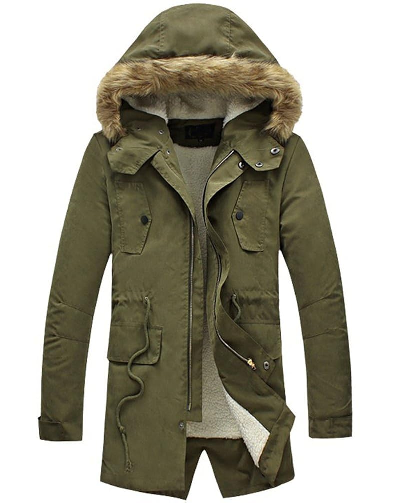 NITAGUT Men's Hooded Faux Fur Lined Warm Coats Outwear