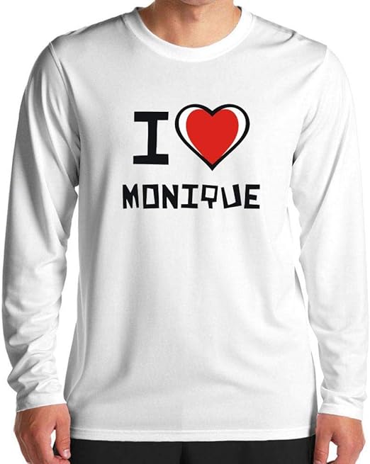Idakoos I Love Monique Bicolor Heart Long Sleeve TShirt Amazon.co.uk