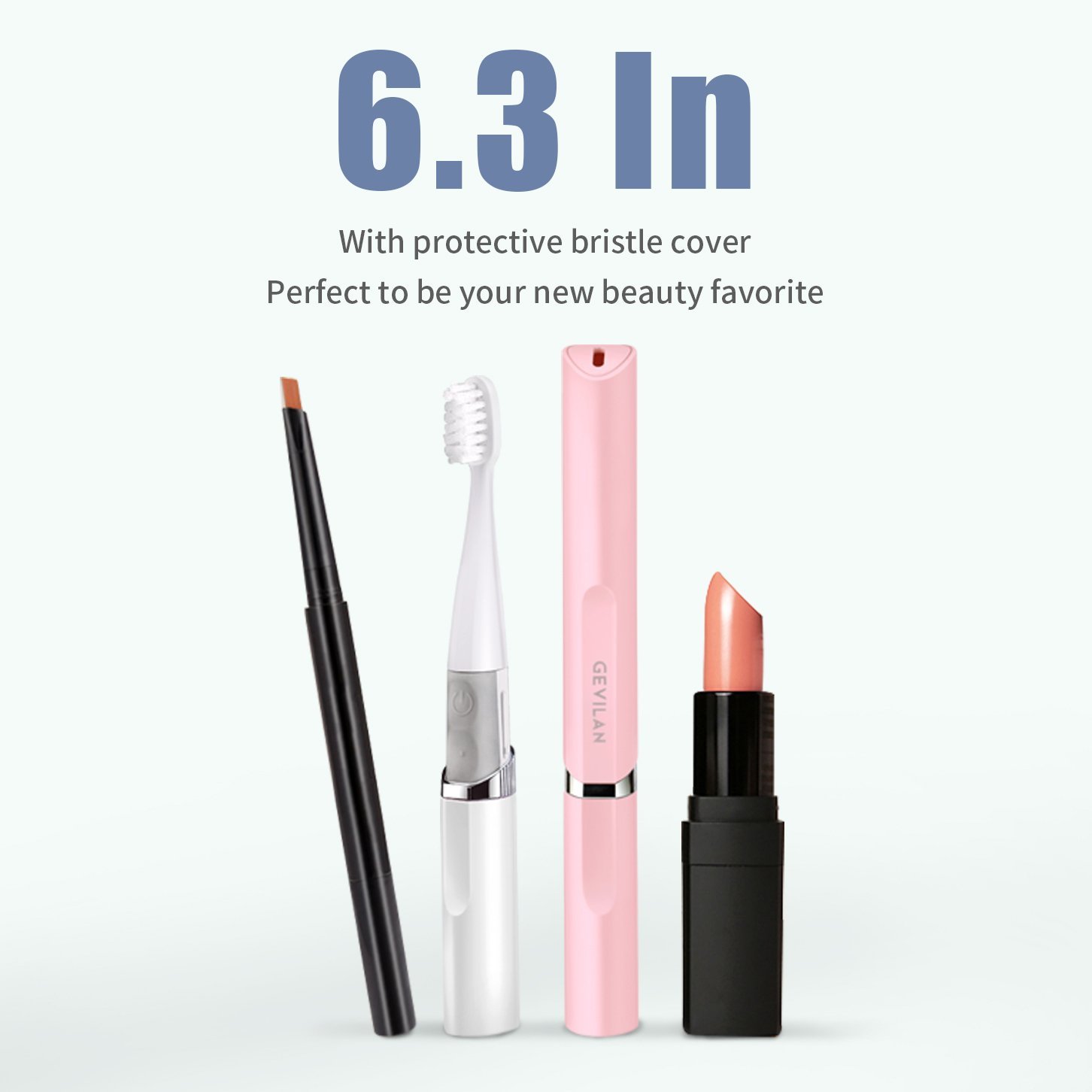 Travel Electric Toothbrush by Gevilan with Sonic Powerful Vibration and 2 Modes Battery Operated, Waterproof and Portable Lipstick Mini Design for Daily Oral Beauty Care, Trip and Outdoor Camping