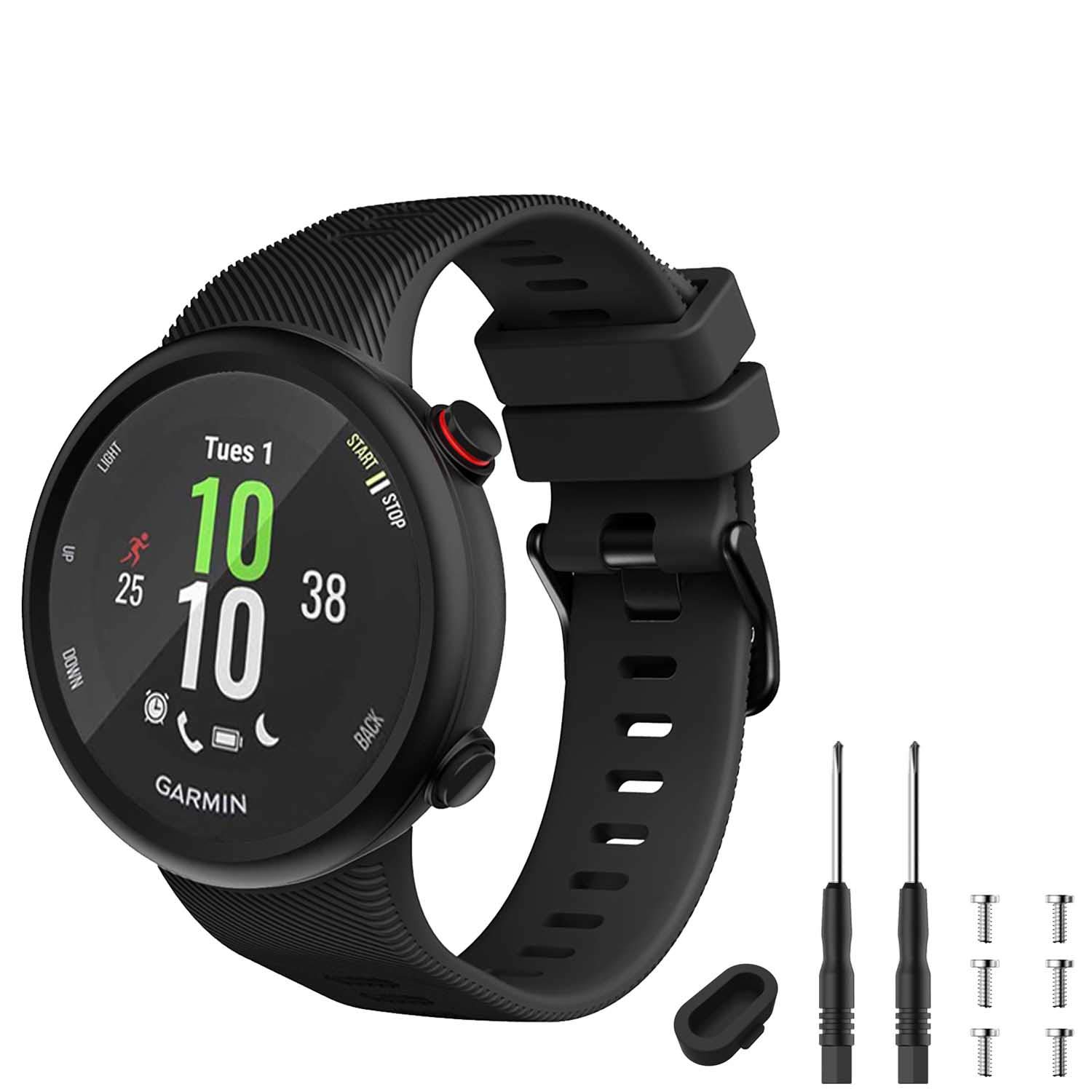 TopPerfekt Strap Compatible with Garmin Forerunner 45s, Sport Silicone Wristband Arm Band Replacement Bracelet for Forerunner 45s (Black)