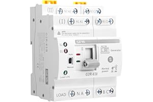 Mini ATS Automatic Transfer Switch 4P 63A 220V, IGEYAPA Home Generator Manual Transfer Switch for Uninterruptible Power Supply, 3 Phas Dual Power Electrical Selector Switches DIN Rail Mount