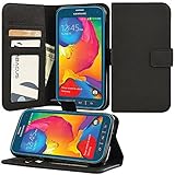 Galaxy S5 Sport Case, Abacus24-7 S5 Sport Wallet with Flip Cover and Stand, Black