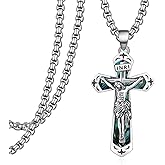 Zoxuxiwu Crucifix Necklace S925 Sterling Silver Cross Jesus Necklaces Jesus Jewelry Gifts for Men Women