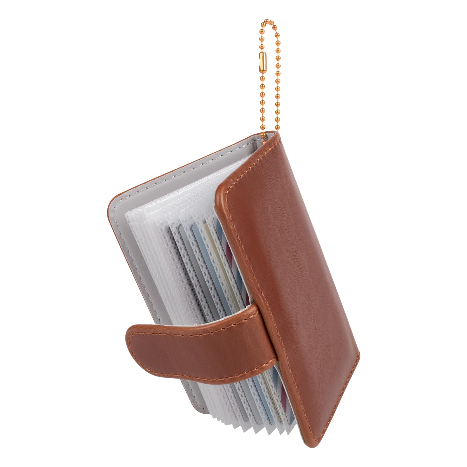 HIYQIN 28 Pockets Mini Photo Album Compatible with Fujifilm Instax 2x3 Films - Mini 13 12 41 11 EVO LiPlay/LiPlay+ 7s 8 8+ 9 40 50s 90 99, Small Pocket Size Photo Album with Keychain - Brown