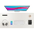 Aothia Leather Desk Pad Protector, Mouse Pad, Office Desk Mat, Non-Slip PU Leather Desk Blotter, Laptop Desk Pad, Waterproof Desk Writing Pad for Office and Home (36" x 17", Off-White)
