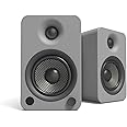 Kanto YU4MG Powered Speakers with Bluetooth and Built-in Phono Preamp | Auto Standby and Startup | Remote Included | 140W Peak Power | Pair | Matte Grey