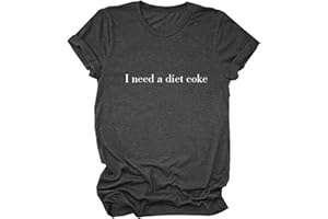 GAQEUWR Women Summer Tops, I Need A Diet Coke Shirt, Crew Neck Short Sleeve Blouse Funny Letter Print Shirts Tees