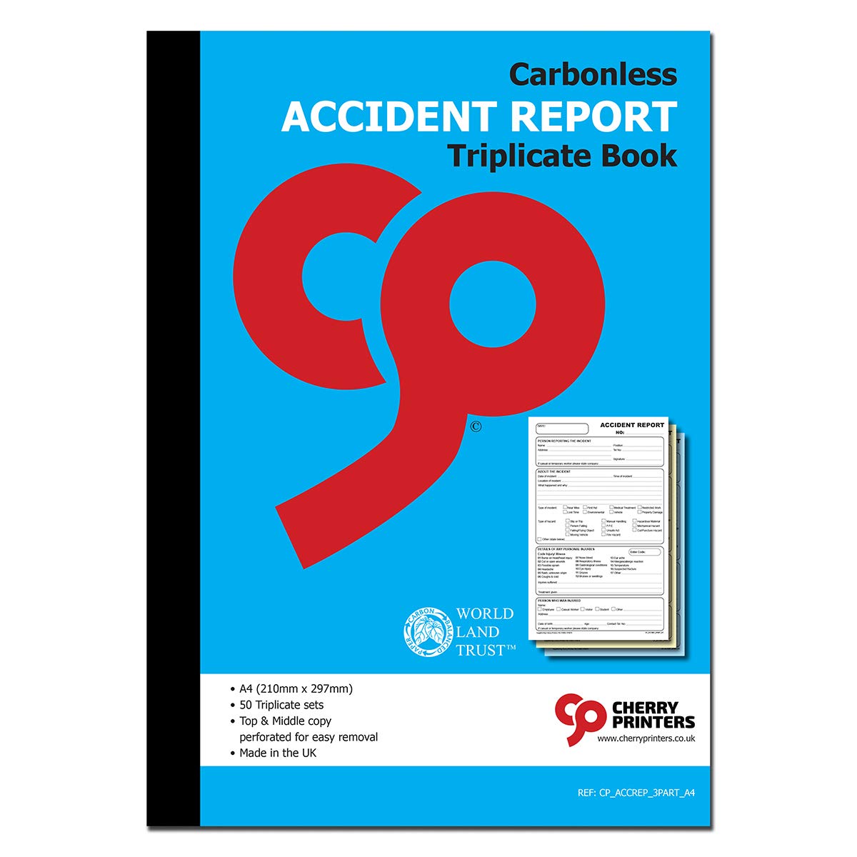 Cherry Carbonless NCR Accident Report Triplicate Book A4 50 Sets