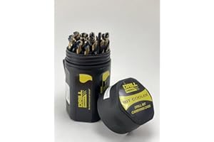 Drill America - KFD29J-3F-PC 29 Piece Heavy Duty 3 Flat Shank High Speed Steel Drill Bit Set with Black and Gold Finish in Round Case (1/16" - 1/2" x 64ths), KFD Series