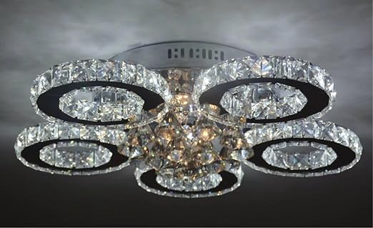 Shfgoo Modern Led Ceiling Light K9 Crystal Stainless Steel 5 Light