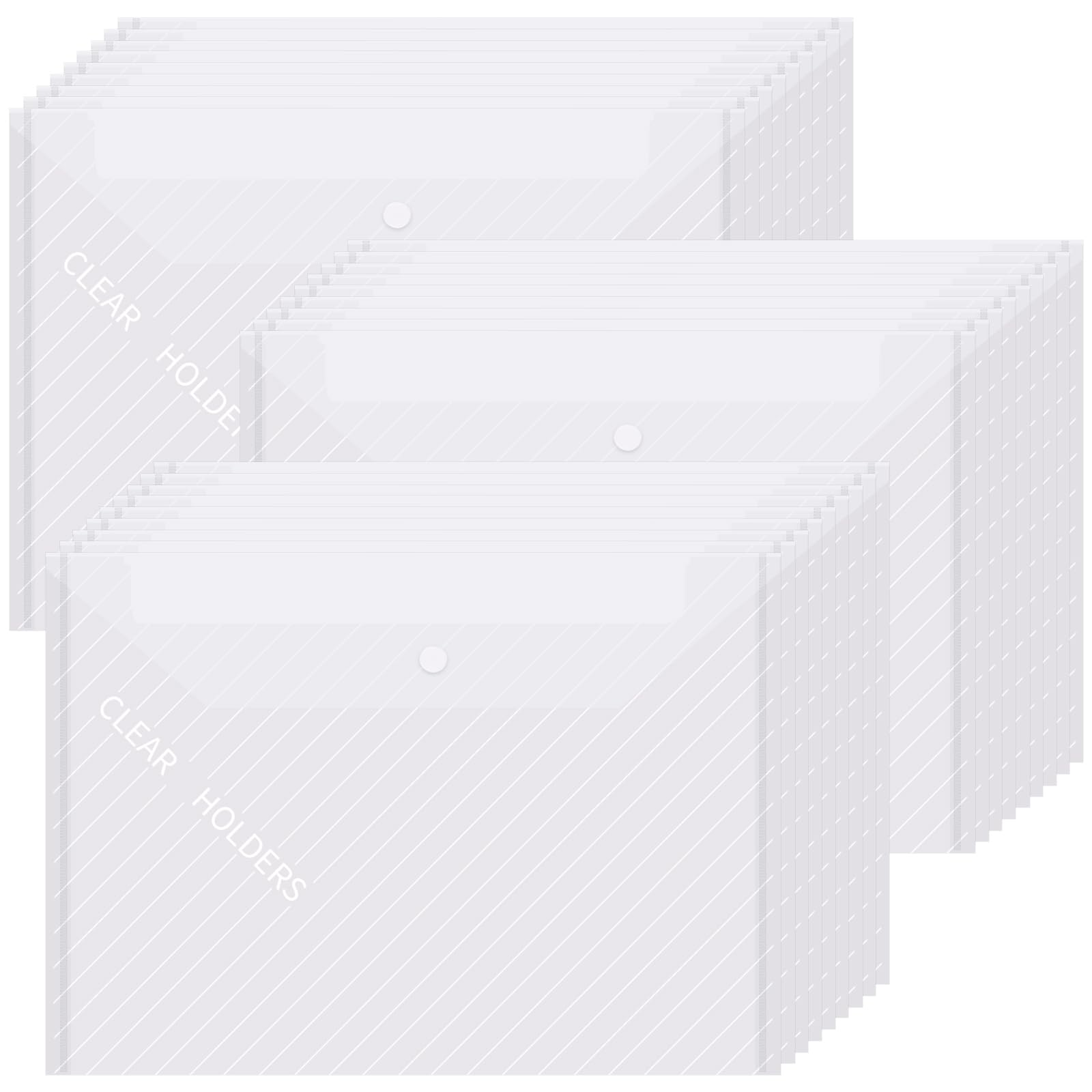 JMIATRY 60 Pcs A4 Plastic Wallets with Popper, Clear A4 Folders with Button, Document Envelopes for Office and School
