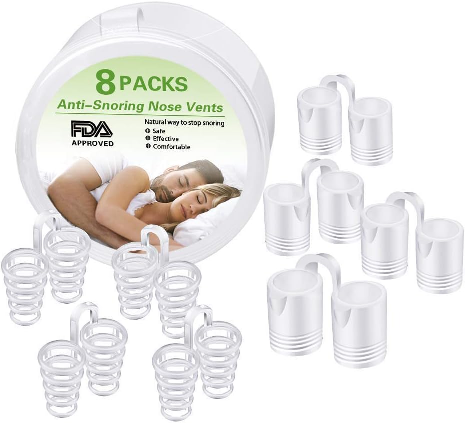 Anti Snore Devices Snoring Relief 8 PCS of Snore Stop Nose Vents Nasal Dilators Comfortable and Flexible Snoring Aids for Comfortable Sleeping