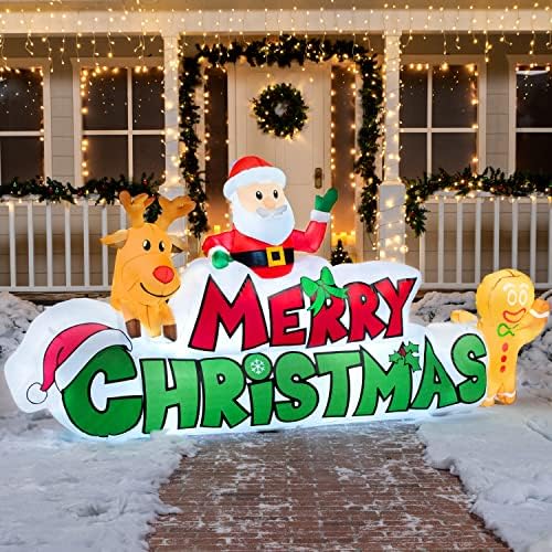 Joiedomi 9.5 FT Christmas Inflatable Merry Christmas Sign with Santa