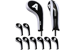 Andux Number Print Golf Iron Club Head Covers with Zipper Long Neck 10pack/Set
