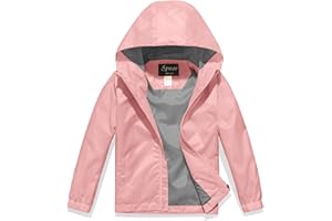 Spmor Boys Girls Rain Jackets Lightweight Waterproof Hooded Raincoat Lined Windbreakers for Kids