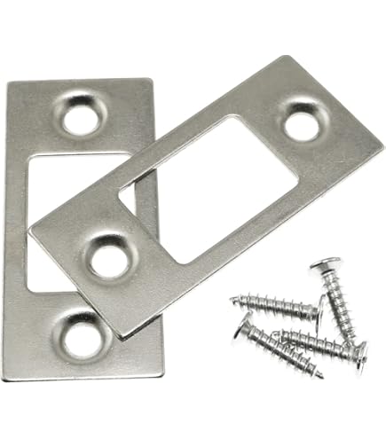 6-Pack Round Corner Deadbolt Strike Plates 1x2-1/4 Inch With Screws - Satin Brushed Nickel