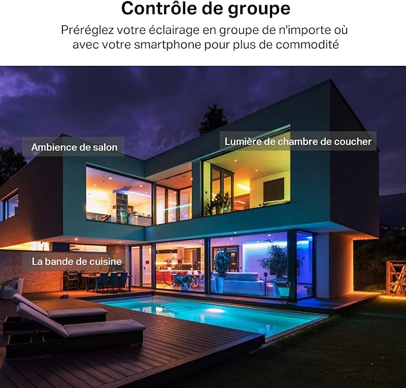 Ruban LED Connecté WiFi 5m, LED chambre RGBIC Multicolore L920-5