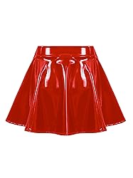 zdhoor Women's PVC Leather Wet Look Flared Pleated